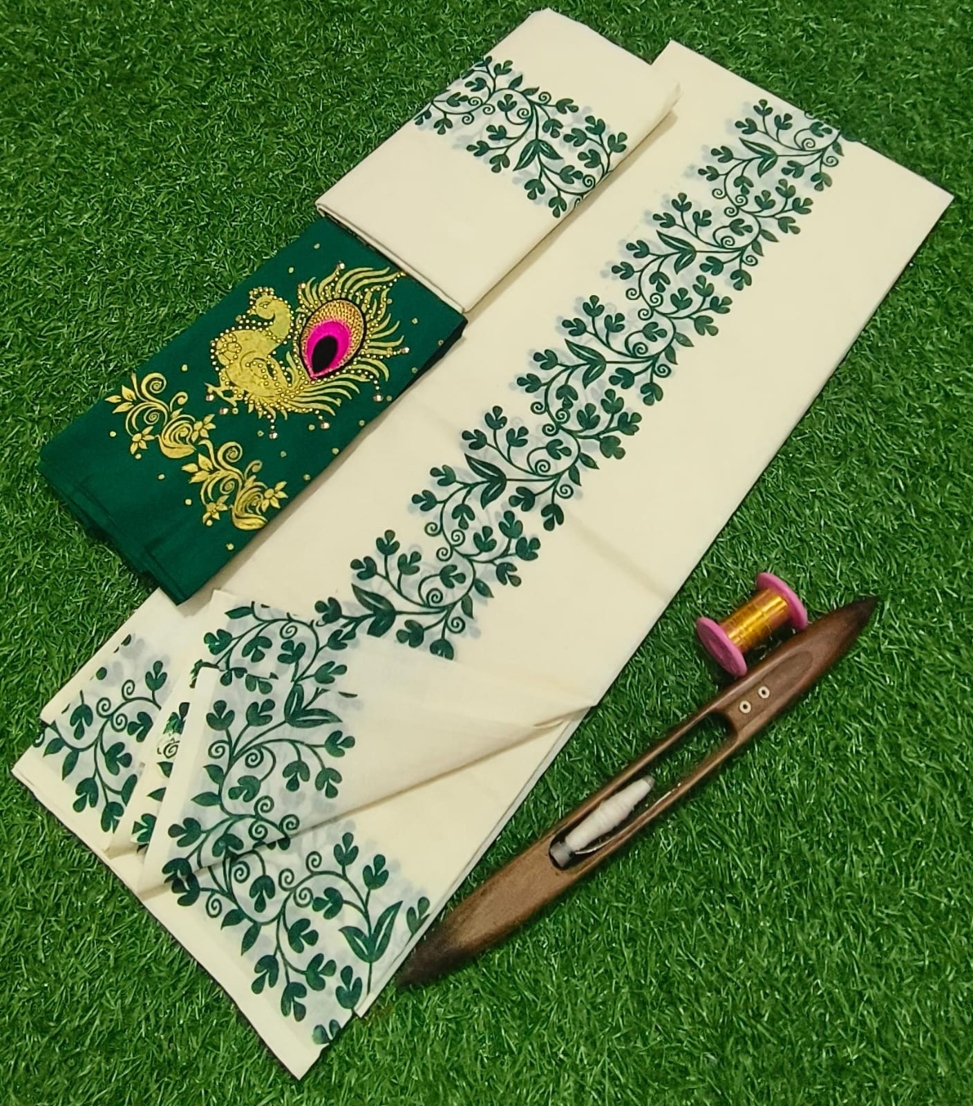 Flower printed Sett mund with blouse piece