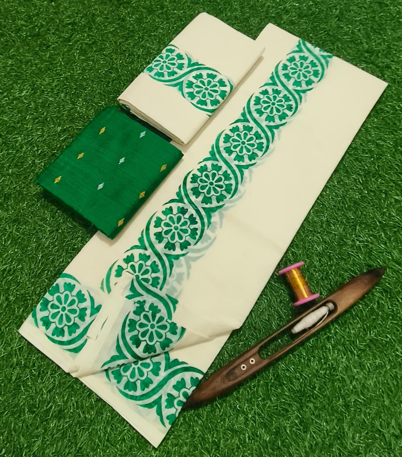 Flower printed Sett mund with blouse piece