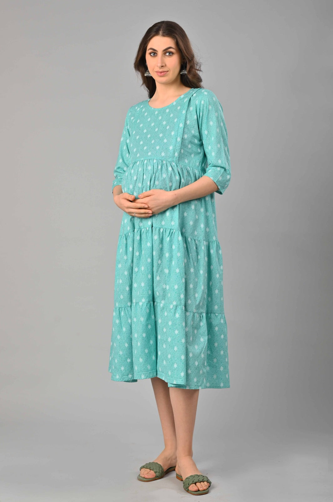 Cotton 3 tiered maternity dresses