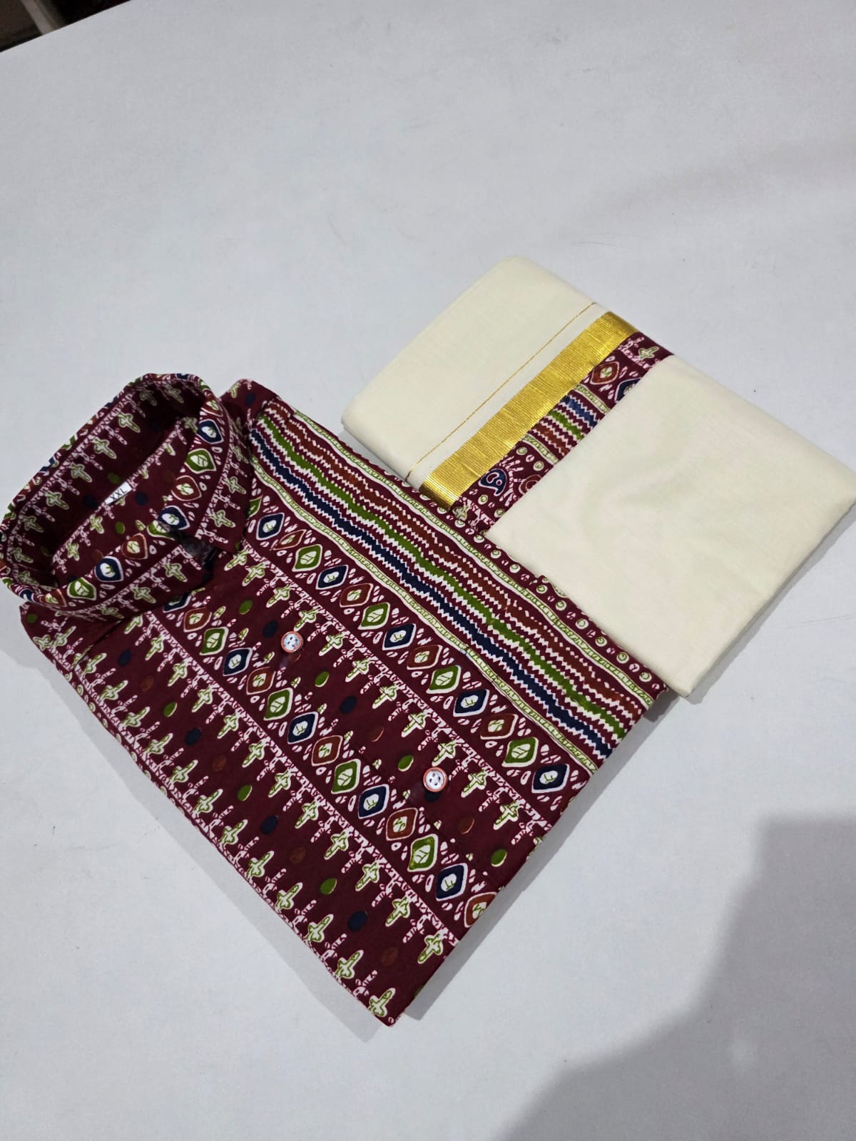 MANDHAKINI SHIRT AND. DOUBLE MUNDU COMBO SET 