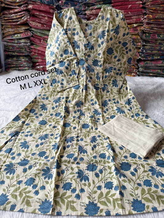 Khadi A-line kurti pant set