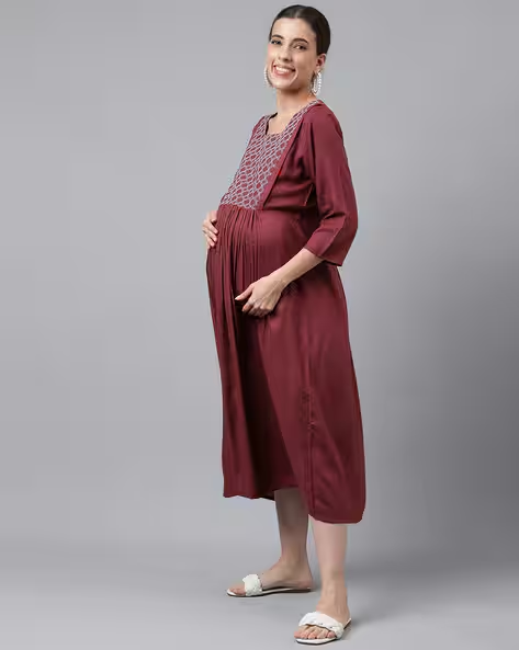 Embroidery Maternity Dress cotton