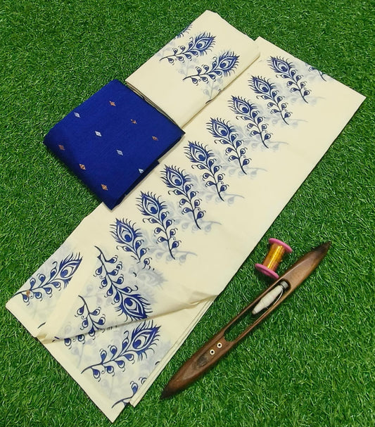 Flower printed Sett mund with blouse piece