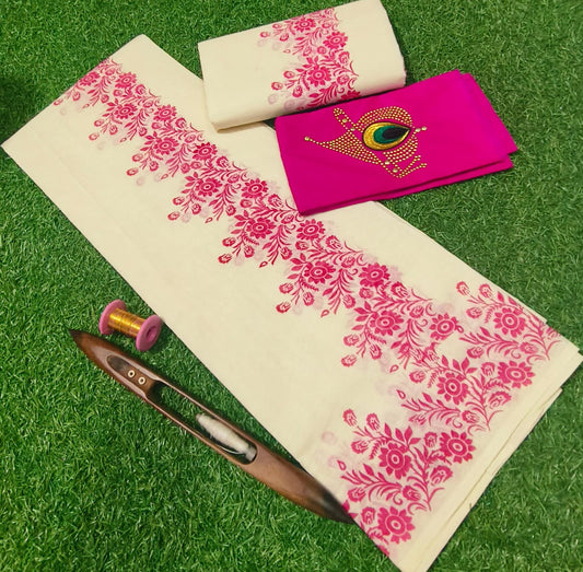 Flower printed Sett mund with blouse piece