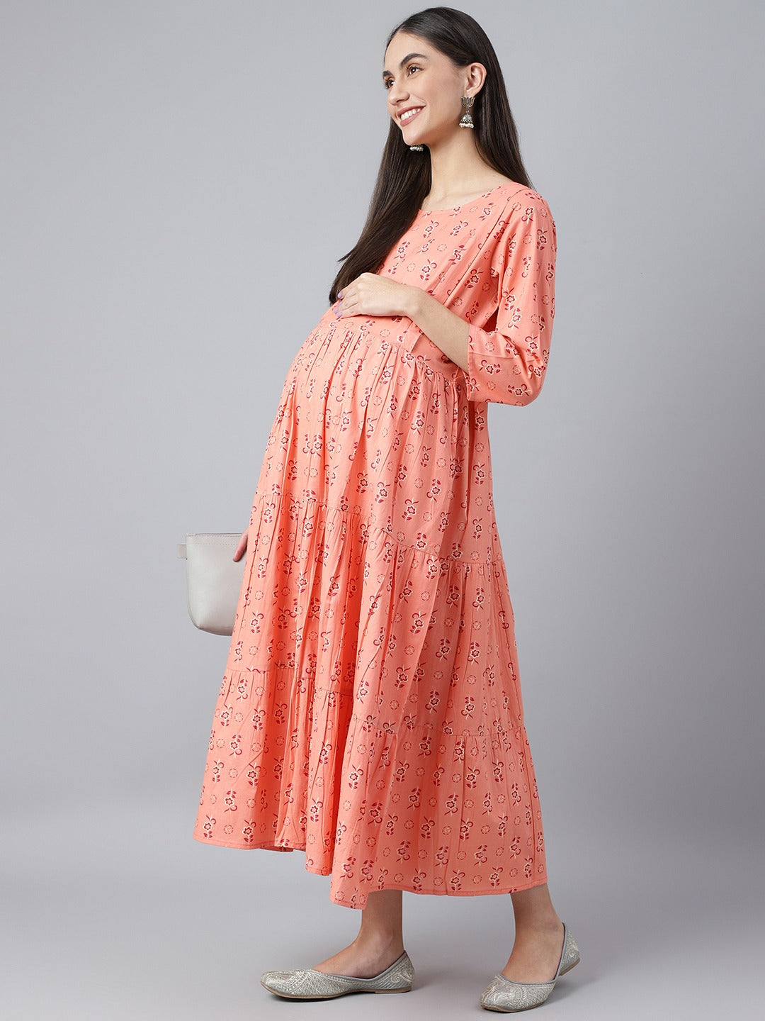 Cotton 3 tiered maternity dresses