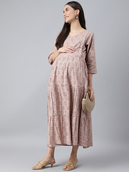 Cotton 3 tiered maternity dresses