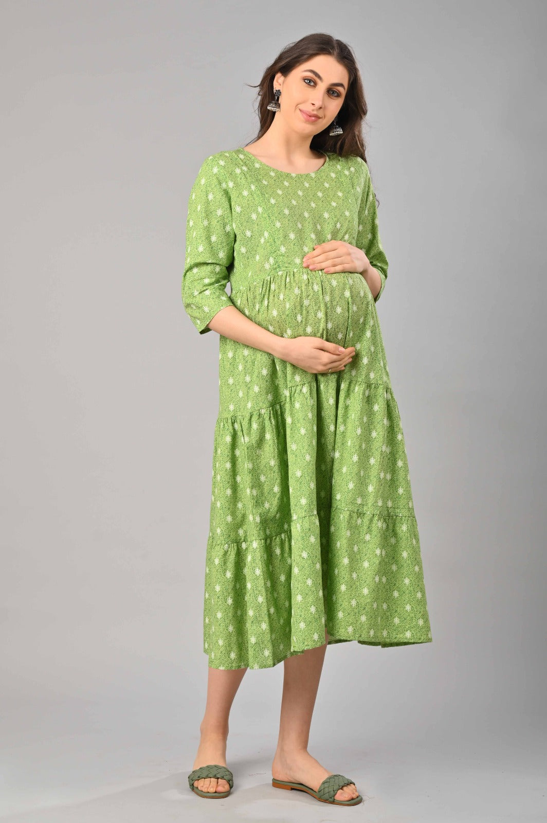 Cotton 3 tiered maternity dresses