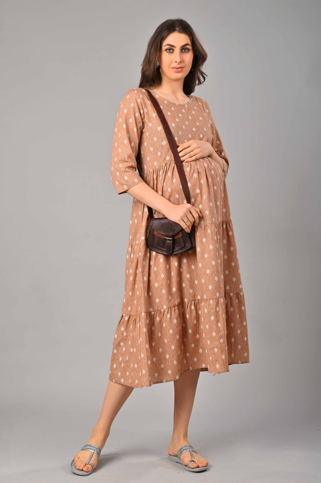 Cotton 3 tiered maternity dresses