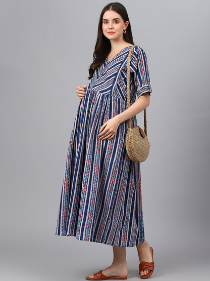 Striped V-Neck Maternity wear
