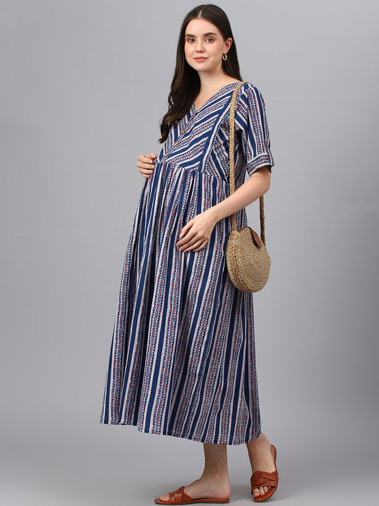 Striped V-Neck Maternity wear