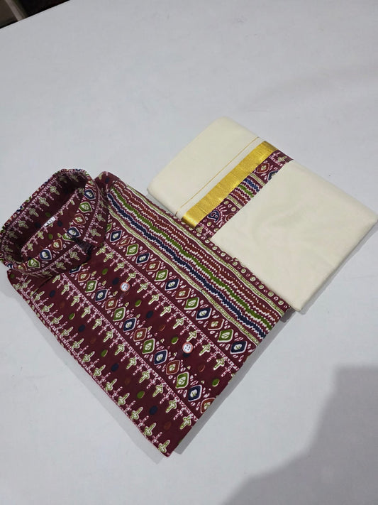 MANDHAKINI SHIRT AND. DOUBLE &nbsp;MUNDU COMBO SET&nbsp;