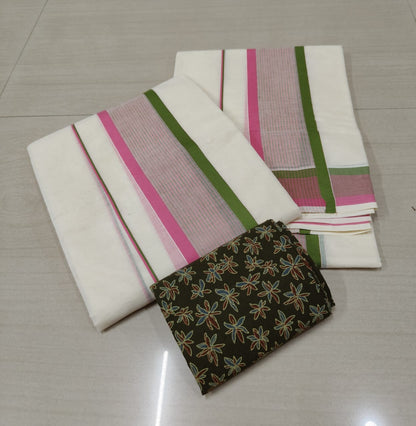 Cotton Settu mund with ajrak blouse piece