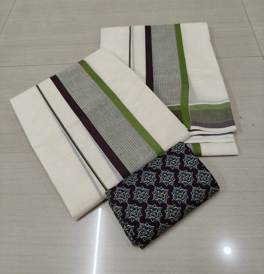 Cotton Settu mund with ajrak blouse piece