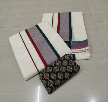 Cotton Settu mund with ajrak blouse piece