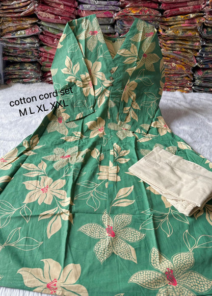 Khadi A-line kurti pant set