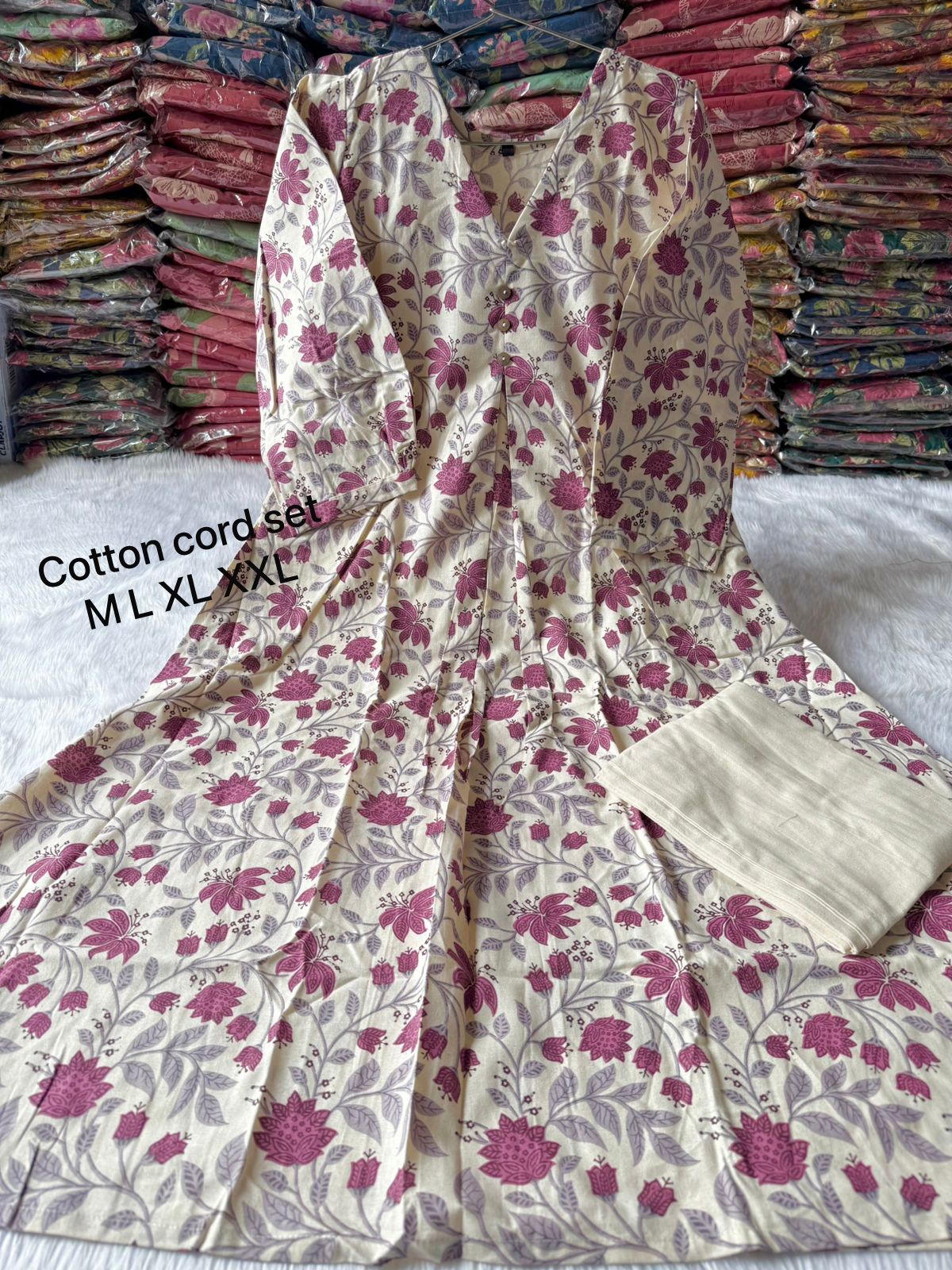 Khadi A-line kurti pant set