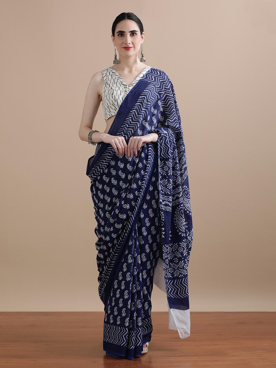Pure Cotton Mulmul Saree