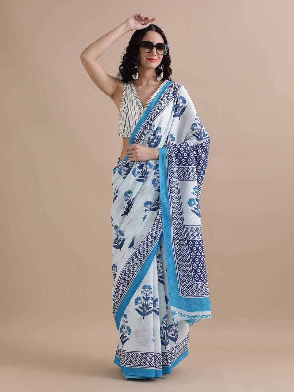 Pure Cotton Mulmul Saree