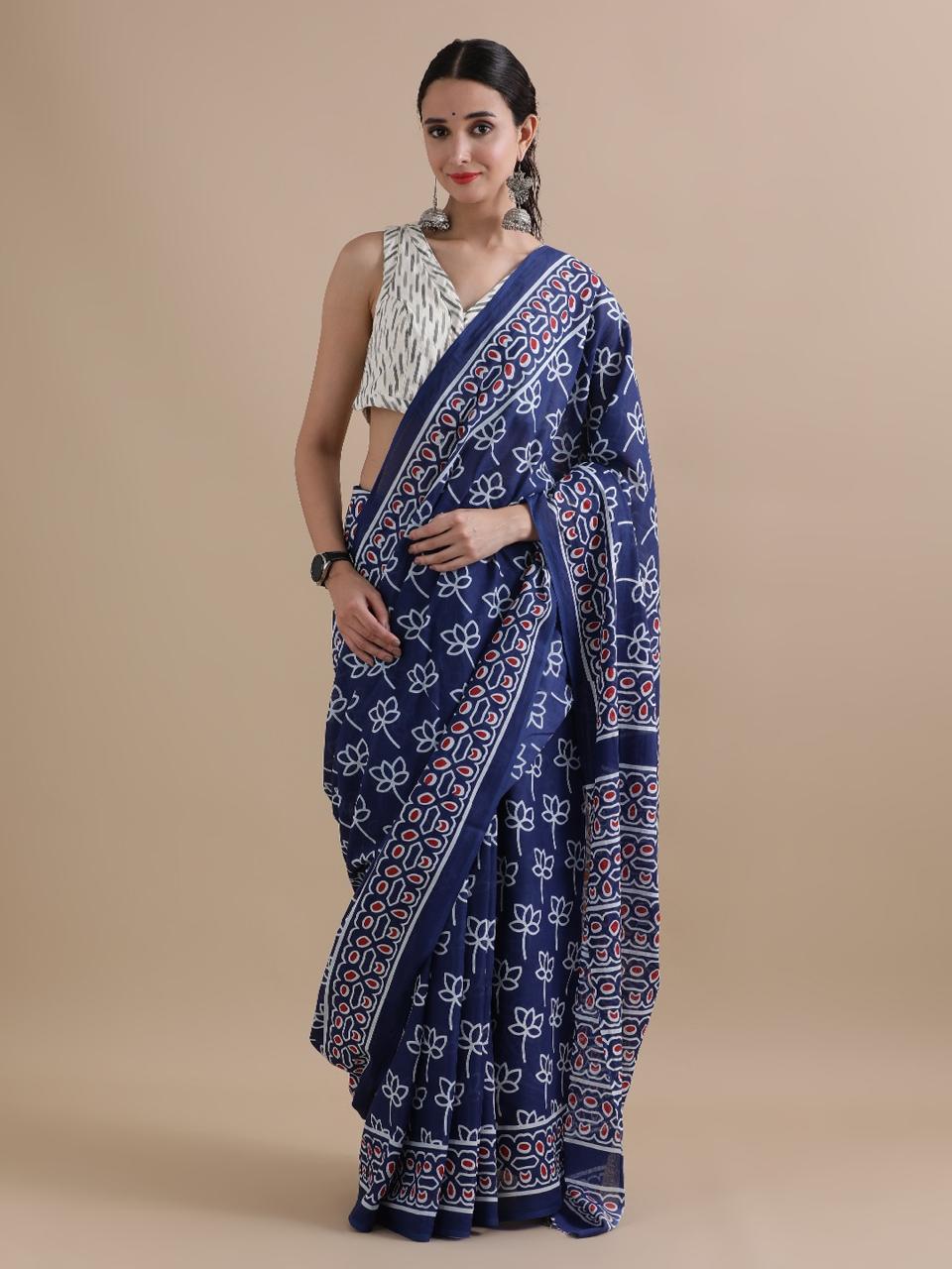 Pure Cotton Mulmul Saree