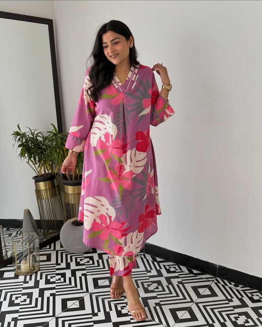 Cotton Printed A line coord set