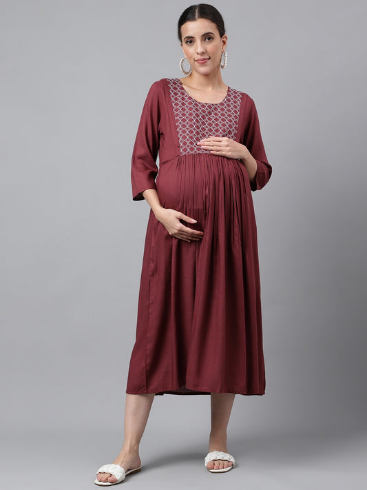 Embroidery Maternity Dress cotton