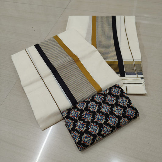 Cotton Settu mund with ajrak blouse piece